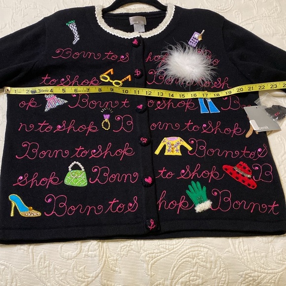 💐NEW👜Berek “Born to Shop” Embellished Cardigan Sweater Size L👒 - Picture 16 of 16
